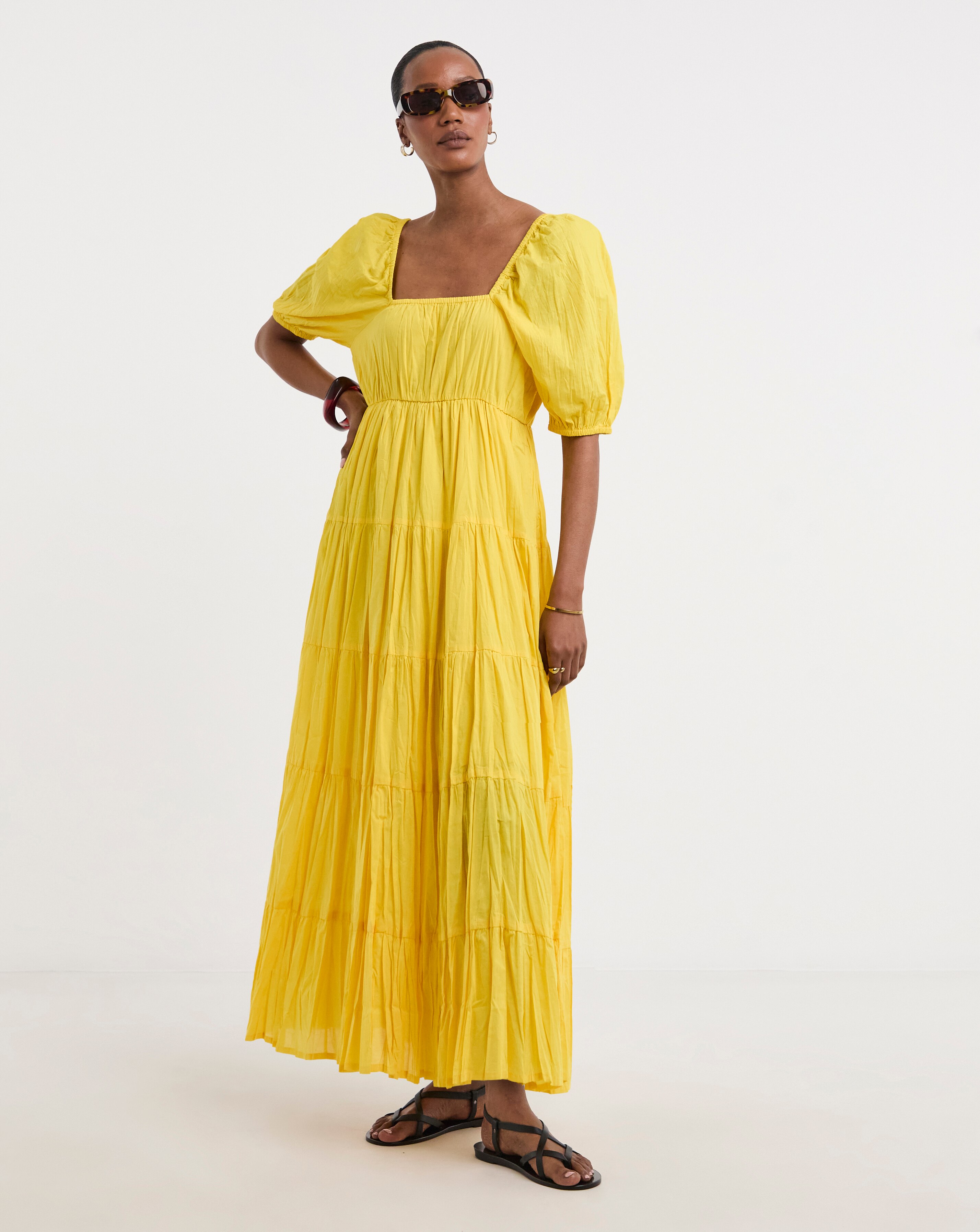 Pure Cotton Volume Maxi Smock Dress