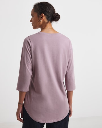 Longline Curved Hem 3/4 Sleeve Top