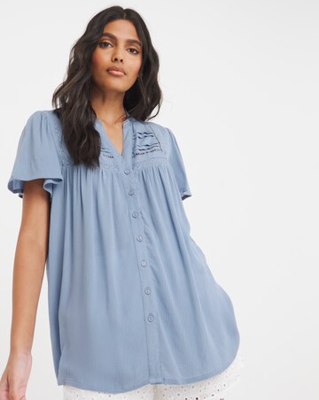 Crinkle Ladder Insert Blouse