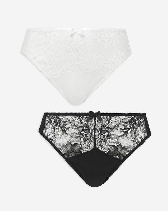 Ella (2 Pack) Lace Midi High Leg Briefs