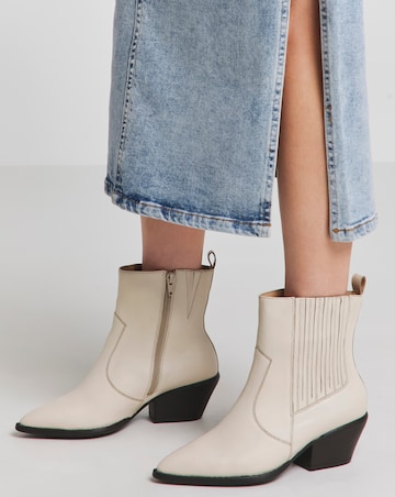 Katya Leather Pointed Chelsea Western Ankle Boots - Extra Wide Fit (EEE)