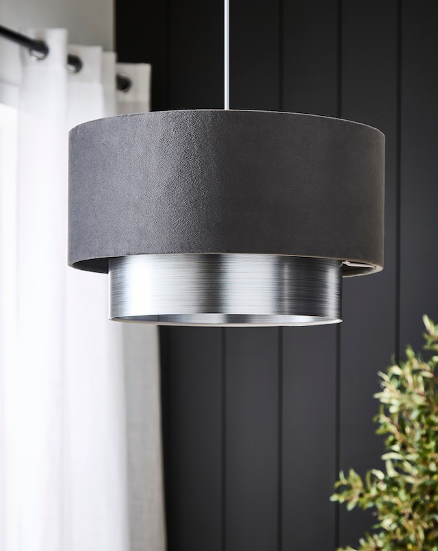 Melody Silver and Grey Velvet Tiered 40cm Shade