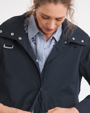 Navy Funnel Neck Trench Coat