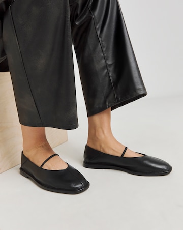 Lucky Soft Leather Flat Mary Janes - Wide Fit (E)