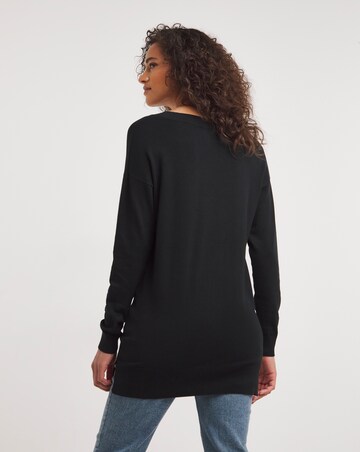 Black Slouchy V Neck Tunic