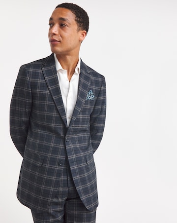 Textured Window Pane Check Suit Jacket