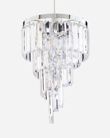 Waterfall Clear Acrylic Chrome Spiral Easy Fit Pendant