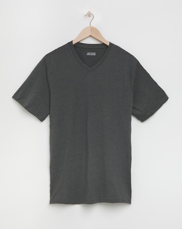 Pure Cotton V-Neck T-Shirt Long-Charcoal