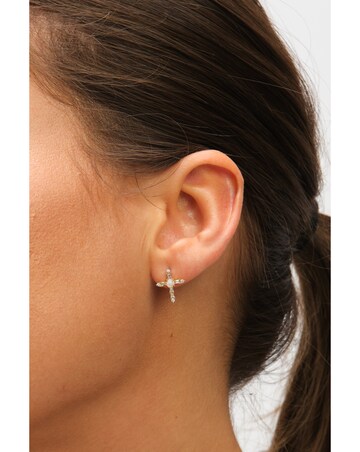 Inicio 14K Gold Plated Cubic Zirconia and Opal Cross Set - Gift Box