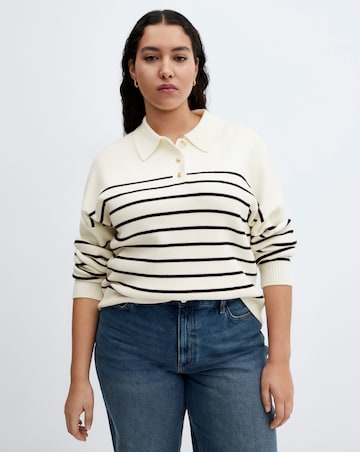 Mango Button Collar Knit Sweater