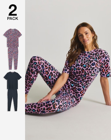 Pretty Secrets (2 Pack) Value Pyjama Legging Sets Leopard/Black