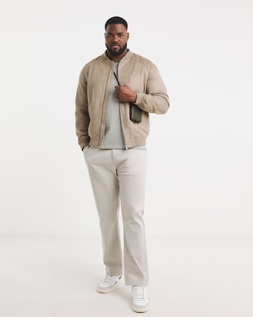 Beige Faux Suede Bomber