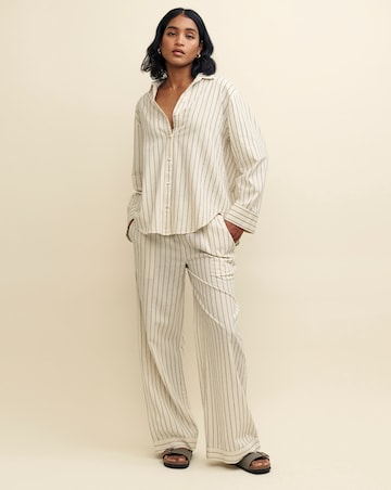 Nobody's Child Cream Pinstripe Wide Leg Trousers