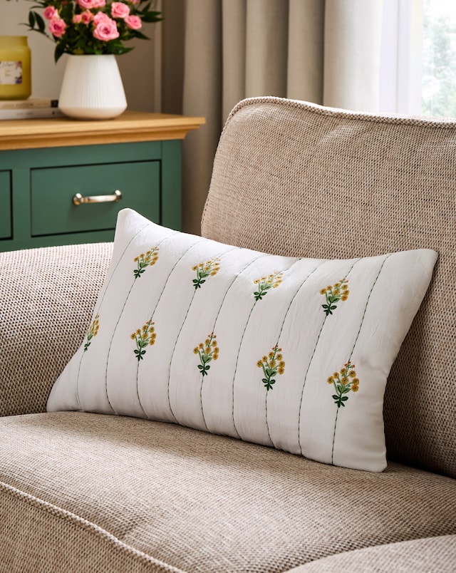 Fern. Quilted Floral Boudoir Cushion