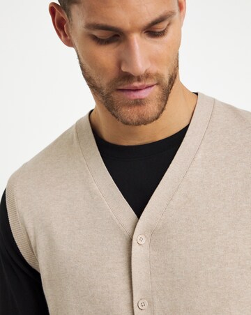 Stone Knitted Button Up Sweater Vest