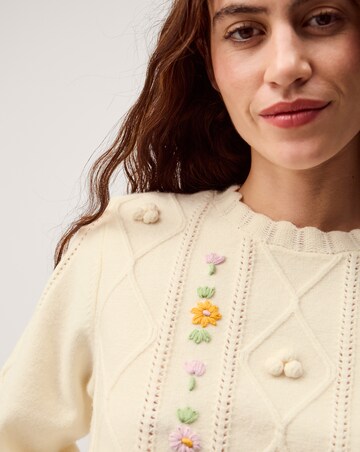 Monsoon Elsie Floral Cable Knit Jumper