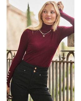 Sosandar Roll Neck Jumper With Cuff Detail