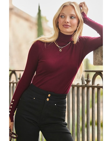 Sosandar Roll Neck Jumper With Cuff Detail