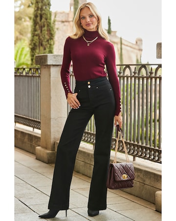 Sosandar Roll Neck Jumper With Cuff Detail