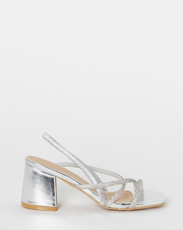 Canberra Strappy Diamante Low Block Heels - Wide Fit (E)