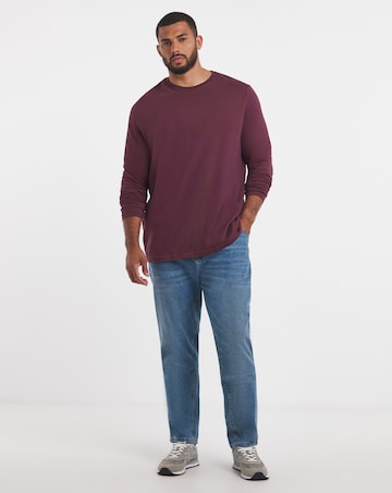 Long Sleeve Crew Neck T-Shirt Long Length- Burgundy