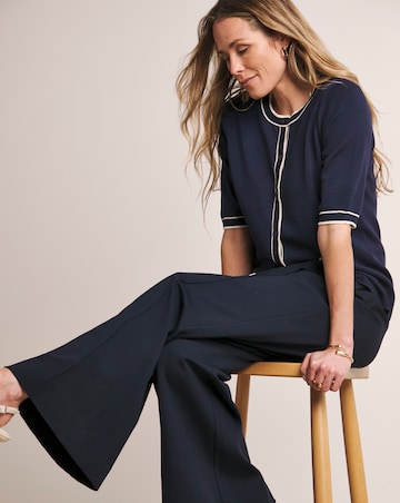 Anthology Navy Ponte Pull On Wide Leg Trouser