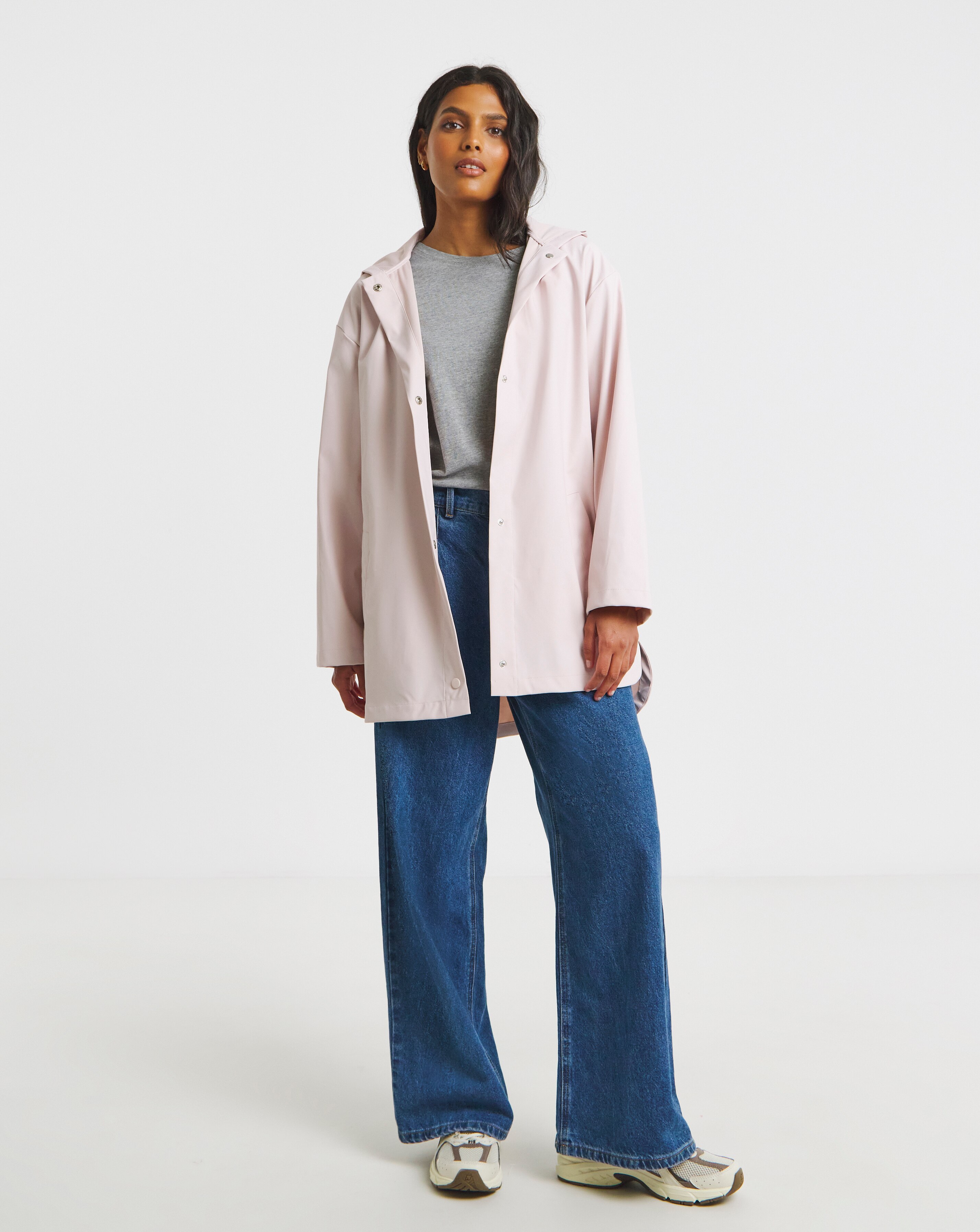 Simply Be Pink Short Rubberised Mac | JD Williams