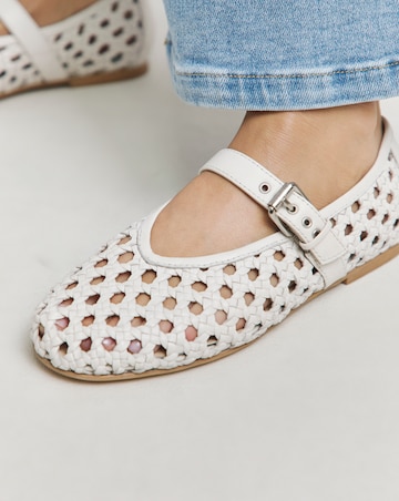 Anthology Valerian Leather Woven Mary Jane Ballerinas - Wide Fit (E)