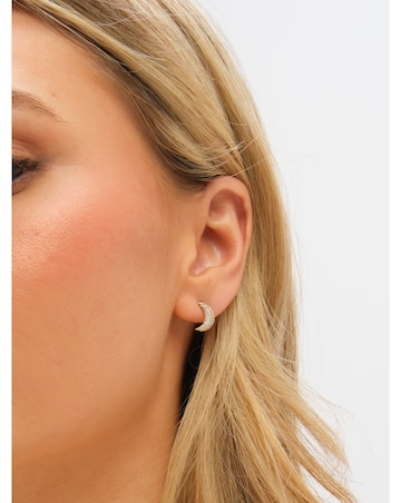 Inicio Gold Plated and Pave Moon Set - Gift Box