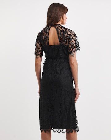 Lace Flutter Sleeve Midi Dress