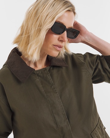 Dark Khaki Coated Hooded Barn Jacket
