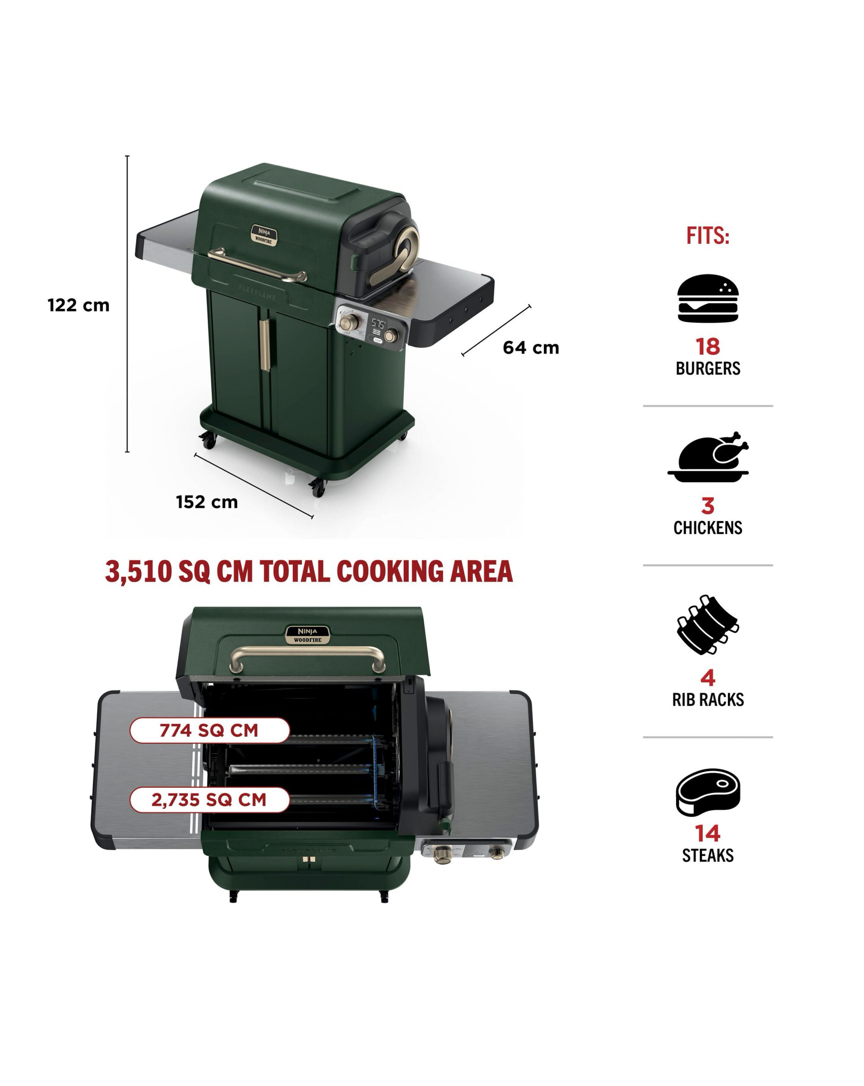 Ninja FlexFlame Outdoor Cooking System PG301UK Green | JD Williams