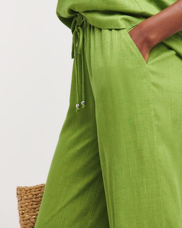 Green Linen Palazzo Trouser