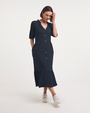 Textured Jersey Midi Smock Dress