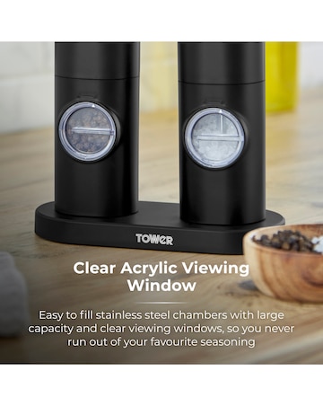 Tower Rechargeable Salt & Pepper Mill Black