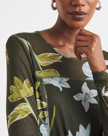 Joe Browns Spring Days Khaki Long Sleeve Mesh Top