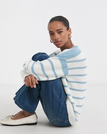 Blue Stripe Crew Neck Jumper