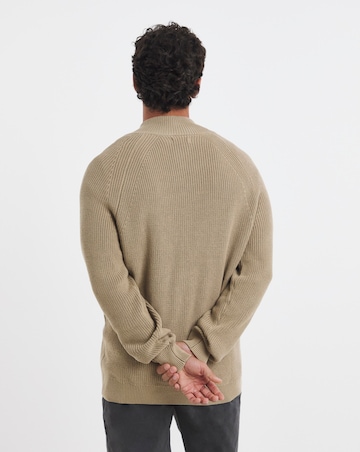 Fisherman Knitted Zip Through Cardigan