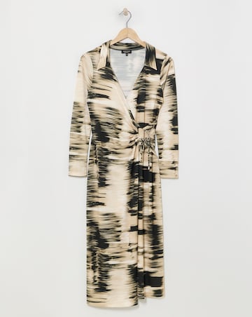 Blurred Stripe Wrap Shirt Dress