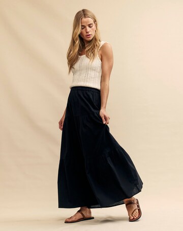 Nobody's Child Black Linen-blend Tiered Maxi Skirt