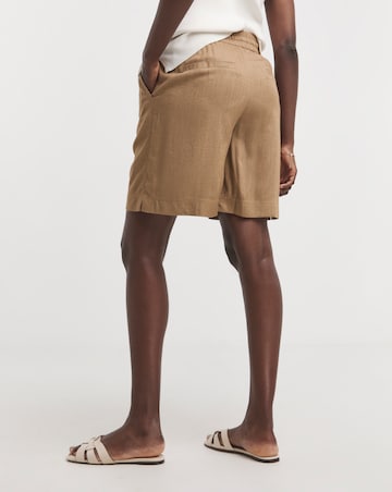 Truffle Linen Mix Knee Length Shorts