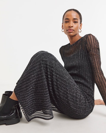 Shadow Stripe Knitted Long Sleeve Maxi Dress