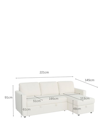 Aspire Nexis Right Corner Chaise Storage Sofa Bed