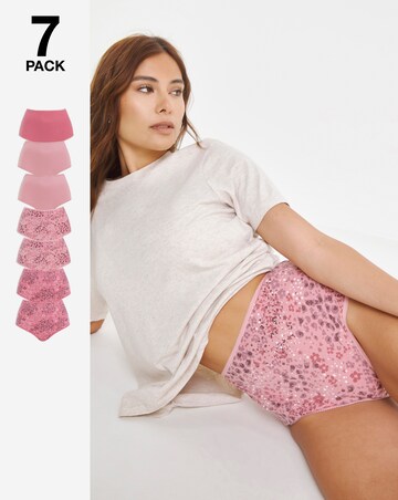 Pretty Secrets (7 Pack) Cotton Full Fit Brief Knickers Pink Animal