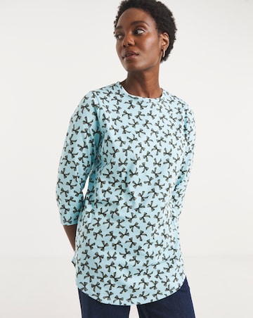 Longline Curved Hem 3/4 Sleeve Top