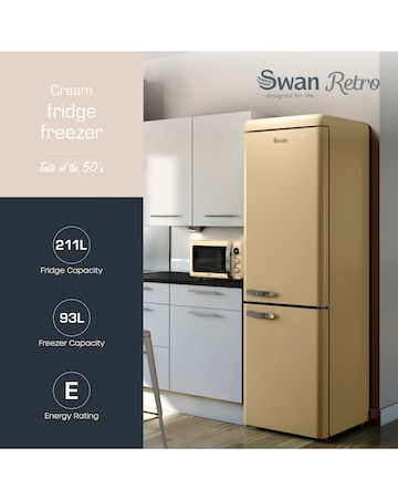 Swan SR11020CNE Retro 60/40 Fridge Freezer - Cream