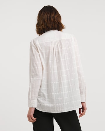 Textured Check Collarless Blouse