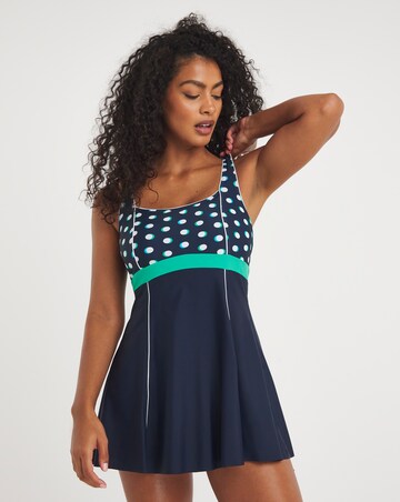 Sports Square Neck Swimdress With Shorts