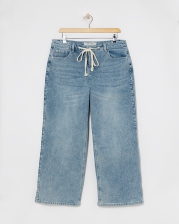 Light Blue Tie Front Wide Leg Jeans