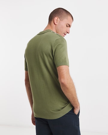 Stripe Open Neck Knitted Polo